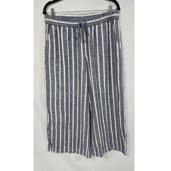 Chaps Pants - Chaps women L linen‎ blend wide leg straight pull on pants vacation beach resort